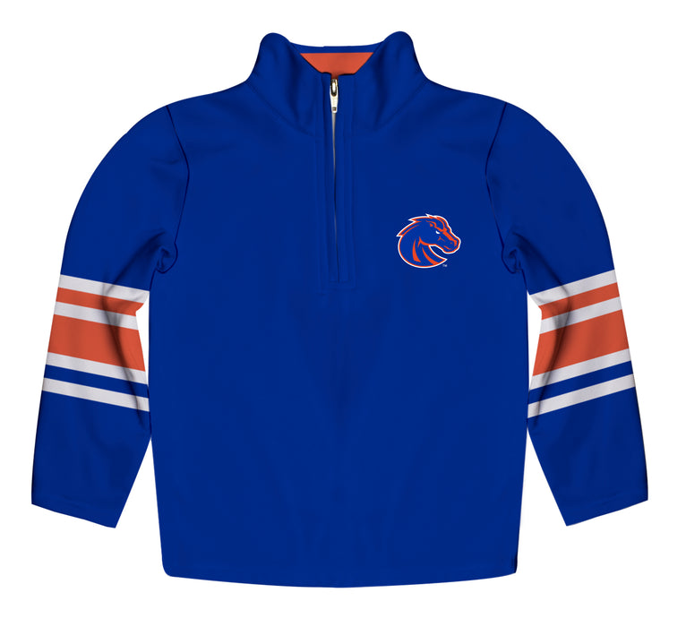 Boise State University Broncos Vive La Fete Game Day Blue Quarter Zip Pullover Stripes on Sleeves - Vive La Fête - Online Apparel Store