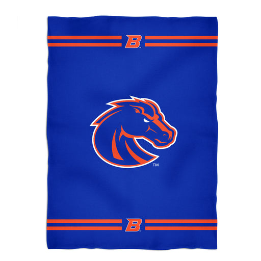 Boise State University Broncos Vive La Fete Game Day Soft Premium Fleece Blue Throw Blanket 40" x 58” Logo and Stripes - Vive La Fête - Online Apparel Store