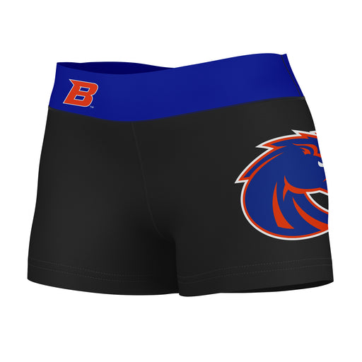 Boise State Broncos Vive La Fete Logo on Thigh & Waistband Black & Blue Women Yoga Booty Workout Shorts 3.75 Inseam"
