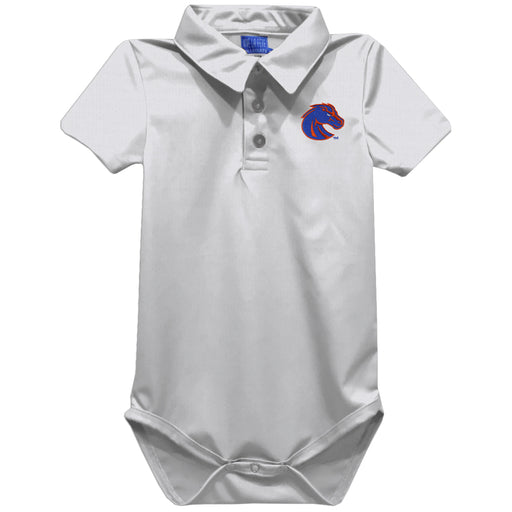 Boise State University Broncos Embroidered White Solid Knit Polo Onesie
