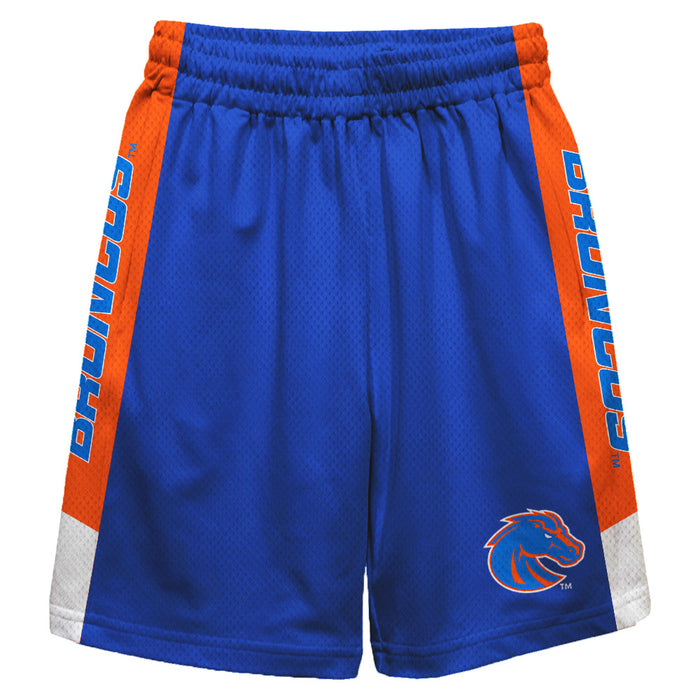 Boise State Broncos Vive La Fete Game Day Blue Stripes Boys Solid Orange Athletic Mesh Short