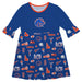 Boise State University Broncos 3/4Sleeve Solid Blue Repeat Print Hand Sketched Vive La Fete Impressions Artwork on Skirt