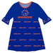 Boise State Broncos Vive La Fete Girls Game Day 3/4 Sleeve Solid Blue All Over Logo on Skirt