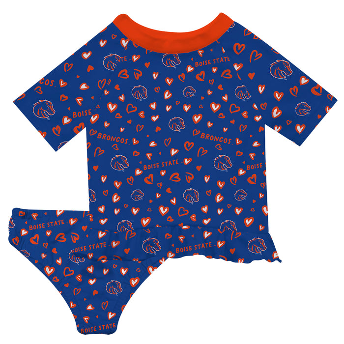 Boise State University Broncos Vive La Fete All Over Logo Blue Long Sleeve Bikini Set