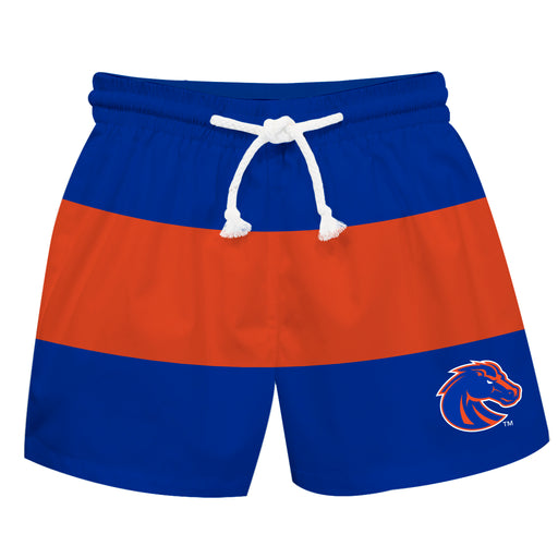 Boise State Broncos Vive La Fete Blue Orange Stripes Swimtrunks V2