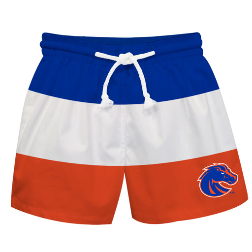 Boise State Broncos Vive La Fete Blue White Orange Stripes Swimtrunks V1
