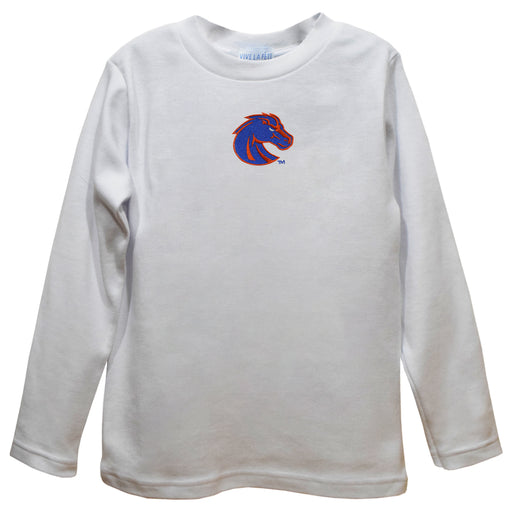 Boise State University Broncos Embroidered White Long Sleeve Boys Tee Shirt