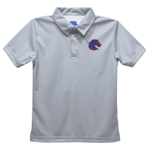 Boise State University Broncos Embroidered Gray Short Sleeve Polo Box Shirt
