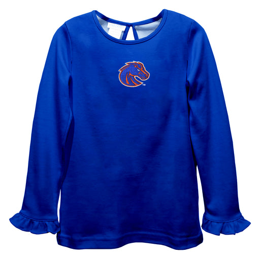 Boise State University Broncos Embroidered Royal Knit Long Sleeve Girls Blouse