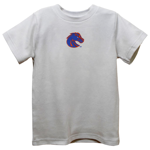 Boise State University Broncos Embroidered White Short Sleeve Boys Tee Shirt