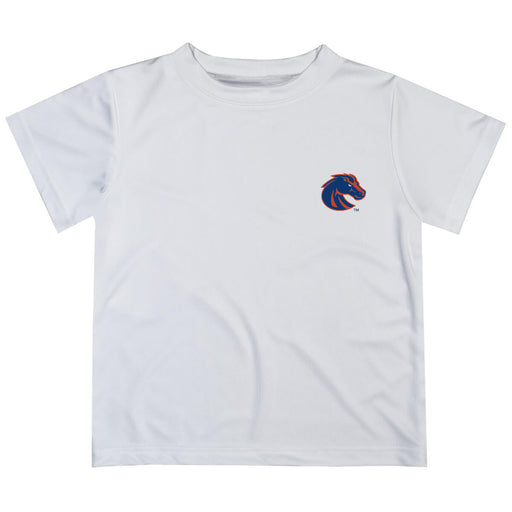 Boise State University Broncos Hand Sketched Vive La Fete Impressions Artwork Boys White Short Sleeve Tee Shirt