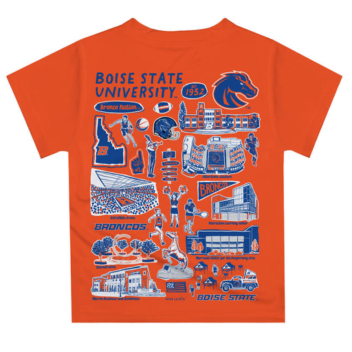 Boise State University Broncos Hand Sketched Vive La Fete Impressions Artwork Boys Orange Short Sleeve Tee Shirt - Vive La Fête - Online Apparel Store