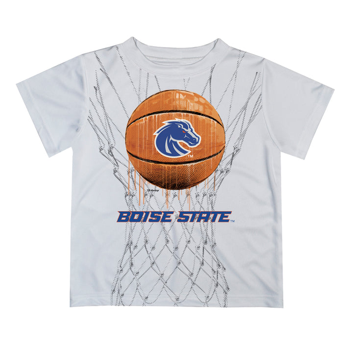 Boise State Broncos Original Dripping Basketball White T-Shirt by Vive La Fete