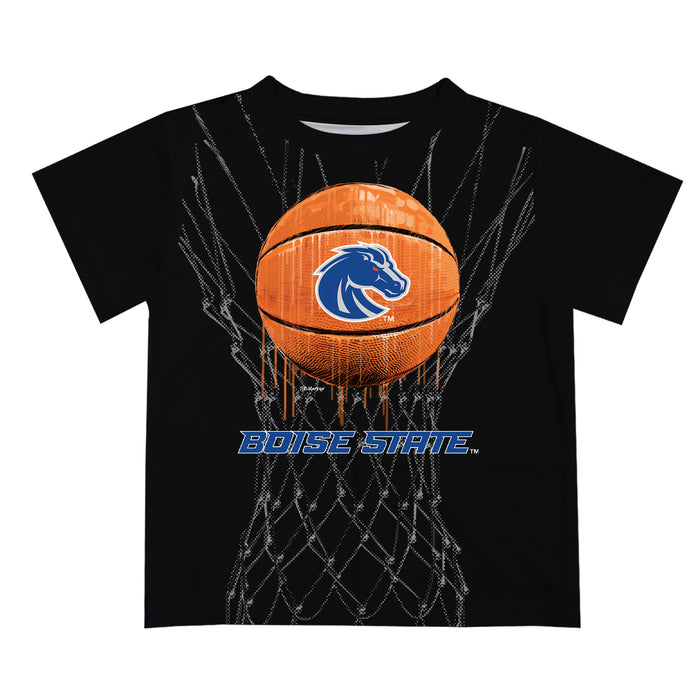 Boise State Broncos Original Dripping Basketball Black T-Shirt by Vive La Fete