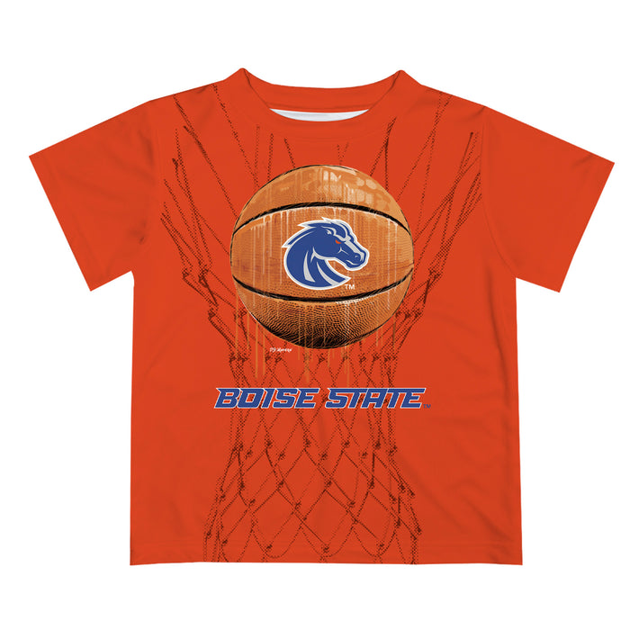 Boise State Broncos Original Dripping Basketball Orange T-Shirt by Vive La Fete