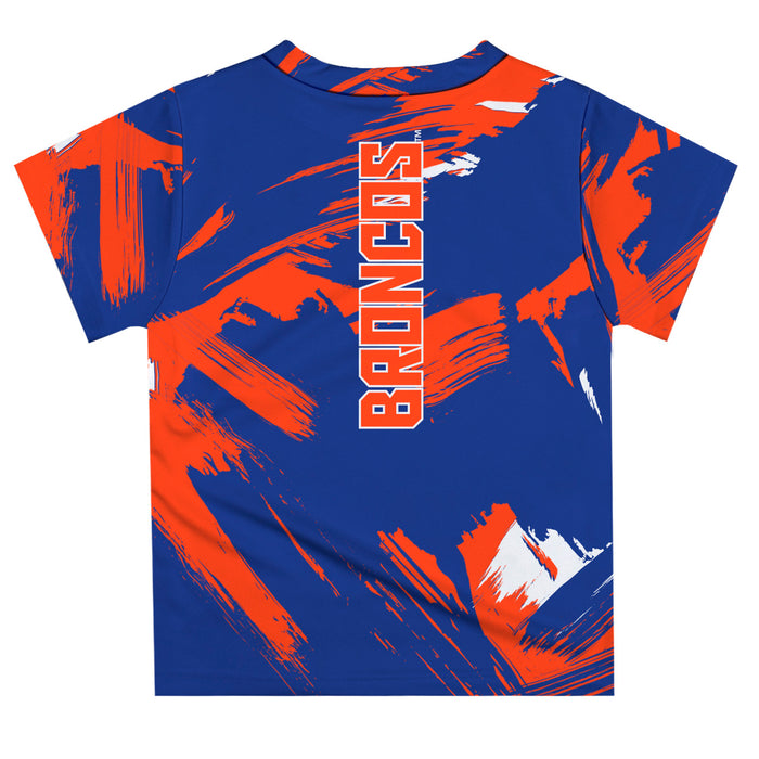 Boise State University Broncos Vive La Fete Boys Game Day Blue Short Sleeve Tee Paint Brush - Vive La Fête - Online Apparel Store