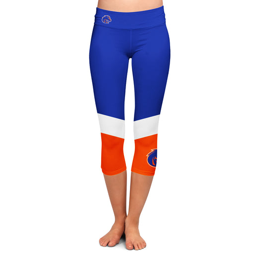 Boise State Broncos Vive La Fete Game Day Collegiate Ankle Color Block Women Blue Orange Capri Leggings