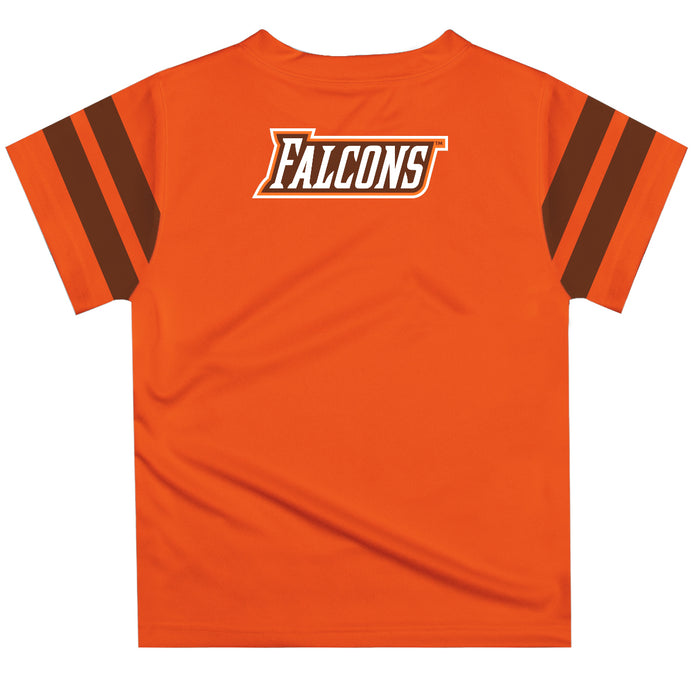 Bowling Green Falcons Vive La Fete Boys GameDay Orange Short Sleeve Tee with Stripes on Sleeves - Vive La Fête - Online Apparel Store