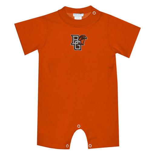 Bowling Green Falcons Embroidered Orange Knit Short Sleeve Boys Romper