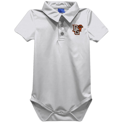 Bowling Green Falcons Embroidered White Solid Knit Polo Onesie