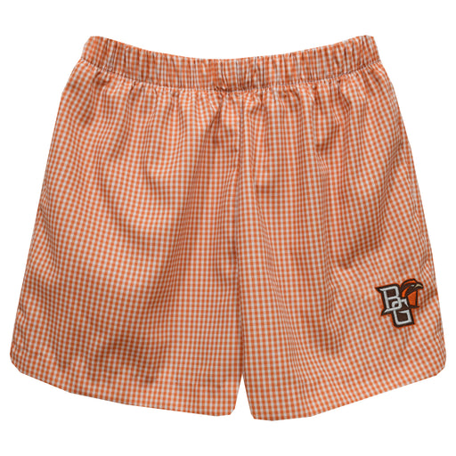 Bowling Green Falcons Embroidered Orange Gingham Pull On Short