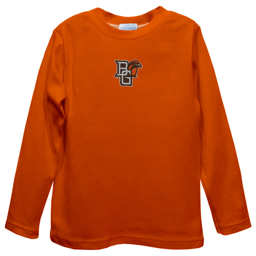 Bowling Green Falcons Embroidered Orange Long Sleeve Boys Tee Shirt