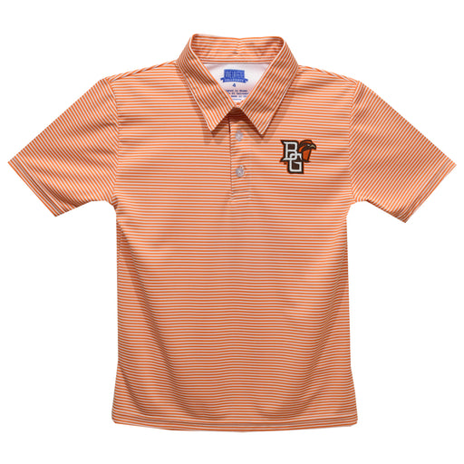 Bowling Green Falcons Embroidered Orange Stripes Short Sleeve Polo Box Shirt