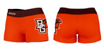 Bowling Green Falcons Vive La Fete Logo on Thigh & Waistband Orange Brown Women Yoga Booty Workout Shorts 3.75 Inseam" - Vive La Fête - Online Apparel Store