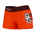 Bowling Green Falcons Vive La Fete Logo on Thigh & Waistband Orange Brown Women Yoga Booty Workout Shorts 3.75 Inseam"
