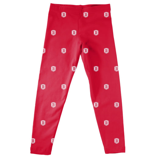 Bradley Braves Vive La Fete Girls Game Day All Over Logo Elastic Waist Classic Play Red Leggings Tights