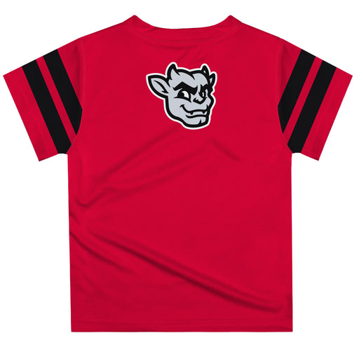 Bradley Braves Vive La Fete Boys Game Day Red Short Sleeve Tee with Stripes on Sleeves - Vive La Fête - Online Apparel Store