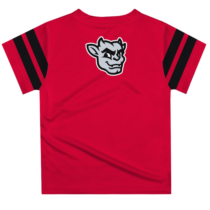 Bradley Braves Vive La Fete Boys Game Day Red Short Sleeve Tee with Stripes on Sleeves - Vive La Fête - Online Apparel Store
