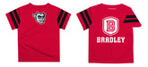 Bradley Braves Vive La Fete Boys Game Day Red Short Sleeve Tee with Stripes on Sleeves - Vive La Fête - Online Apparel Store