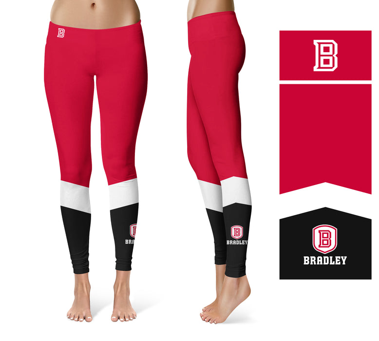 Bardley University Braves Vive La Fete Game Day Collegiate Ankle Color Block Women Red Black Yoga Leggings - Vive La Fête - Online Apparel Store