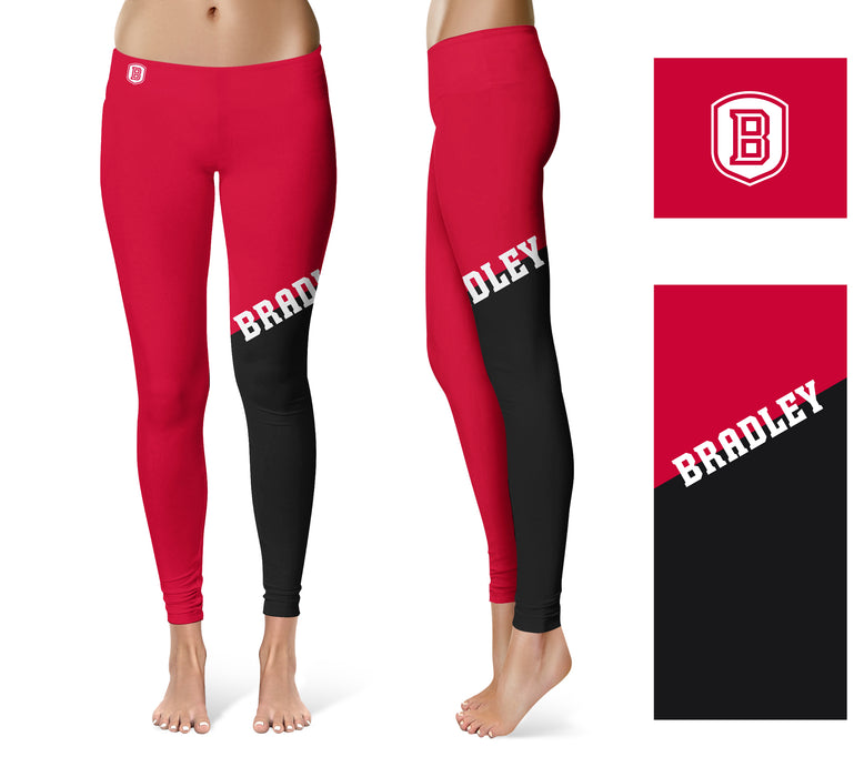 Bradley University Braves Vive La Fete Game Day Collegiate Leg Color Block Women Red Black Yoga Leggings - Vive La Fête - Online Apparel Store