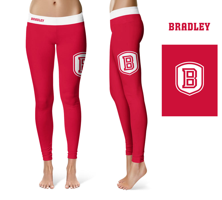 Bardley University Braves Vive La Fete Game Day Collegiate Logo on Thigh Red Women Yoga Leggings 2.5 Waist Tights - Vive La Fête - Online Apparel Store