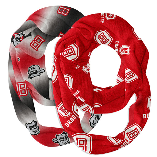 Bradley Braves Vive La Fete All Over Logo Game Day Collegiate Women Set of 2 Light Weight Ultra Soft Infinity Scarfs