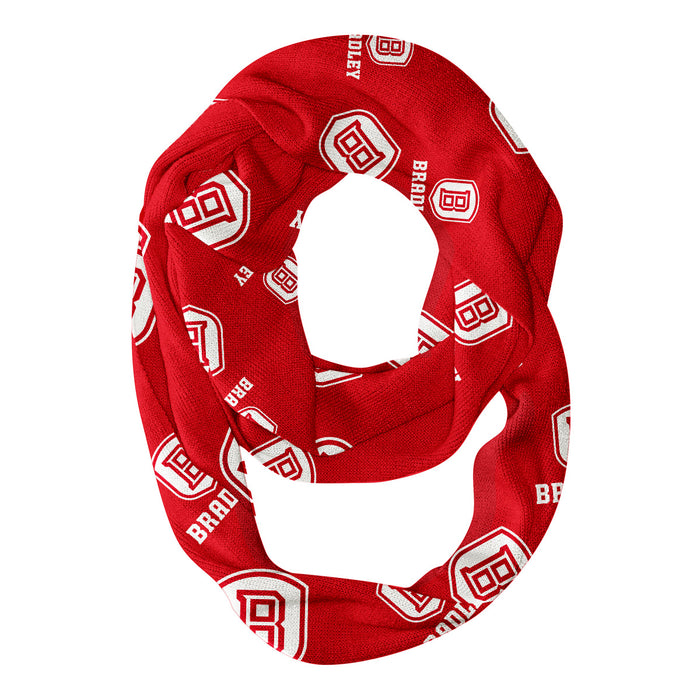 Bradley Braves Vive La Fete Repeat Logo Game Day Collegiate Women Light Weight Ultra Soft Infinity Scarf