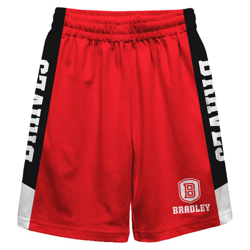 Bradley Braves Vive La Fete Game Day Red Stripes Boys Solid Black Athletic Mesh Short