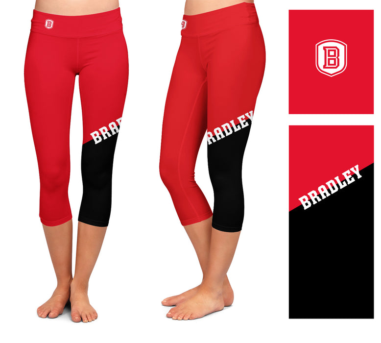 Bradley Braves Vive La Fete Game Day Collegiate Leg Color Block Girls Red Black Capri Leggings - Vive La Fête - Online Apparel Store