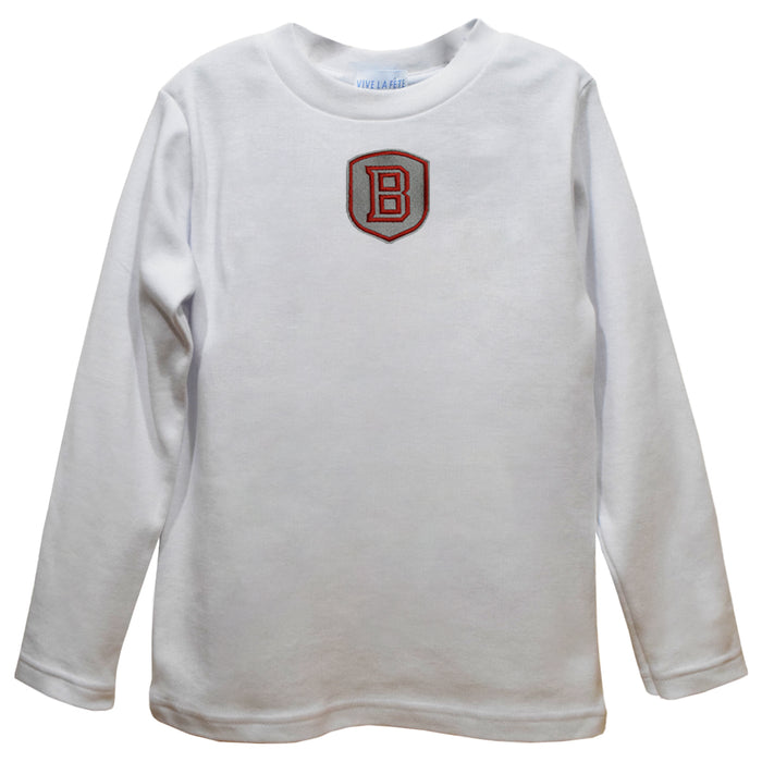 Bradley University Braves Embroidered White Long Sleeve Boys Tee Shirt
