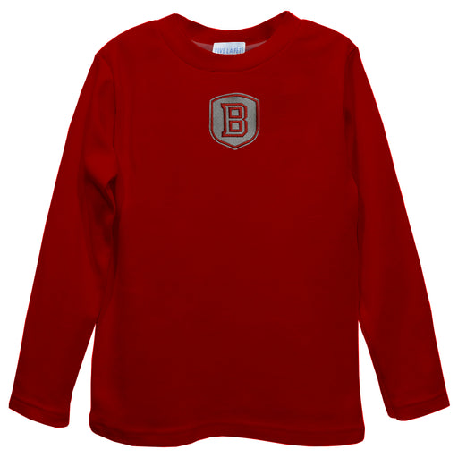 Bradley University Braves Embroidered Red Long Sleeve Boys Tee Shirt