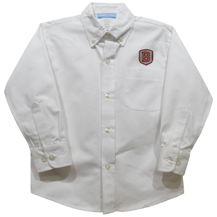 Bradley University Braves Embroidered White Long Sleeve Button