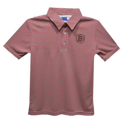 Bradley University Braves Embroidered Red Stripes Short Sleeve Polo Box Shirt