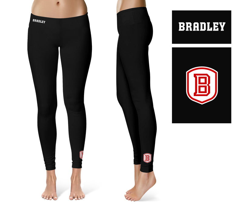 Bardley University Braves Vive La Fete Game Day Collegiate Logo at Ankle Women Black Yoga Leggings 2.5 Waist Tights - Vive La Fête - Online Apparel Store