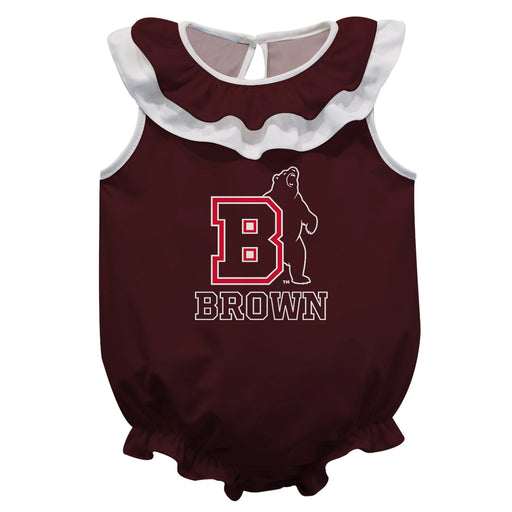 Brown University Bears Brown Sleeveless Ruffle Onesie Logo Bodysuit