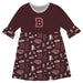 Brown University Bears 3/4 Sleeve Solid Brown Repeat Print Hand Sketched Vive La Fete Impressions Artwork on Skirt