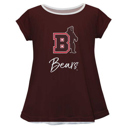 Brown University Bears Vive La Fete Girls Game Day Short Sleeve Brown Top with School Logo and Name
