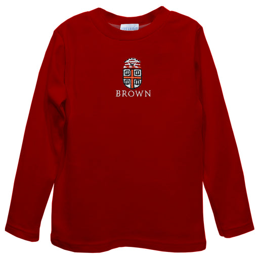 Brown University Bears Embroidered Red Knit Long Sleeve Boys Tee Shirt