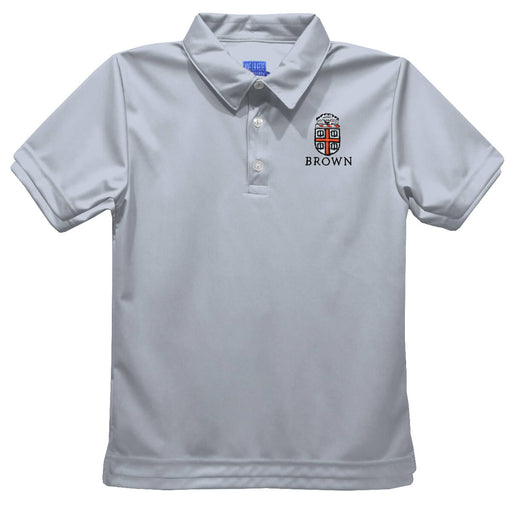 Brown University Bears Embroidered Gray Short Sleeve Polo Box Shirt